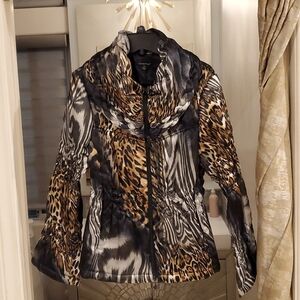 ❣️Samuel Dong S Puffer Animal Tiger Cheeta Leopard Print❣️Massive Cowl Collar❣️